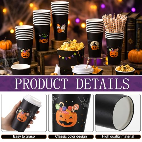 Halloween Movie Night Snack & Drink Set - 24 Sets of Trays Cups Straws