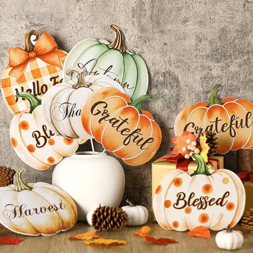 Thanksgiving Pumpkin Tree Picks Set - Fall Decor for Table, Wreaths & Porch