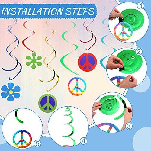 Halloween Tie Dye Hippie Party Decorations Set - Peace Sign & Festival Backdrop