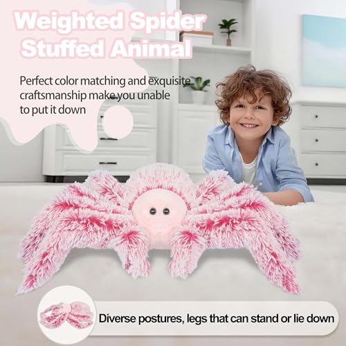 Weighted Stuffed Animal Spider Plush Toy - 25 Inch, 4.2 lbs, Red, Huggable & Realistic Kids Gift
