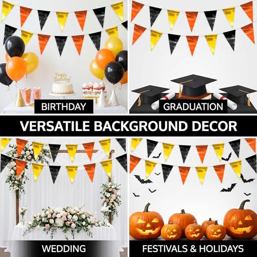 Black Gold Orange Glitter Triangle Pennant Banner 130ft for Party Decorations - Variation of THIS listing