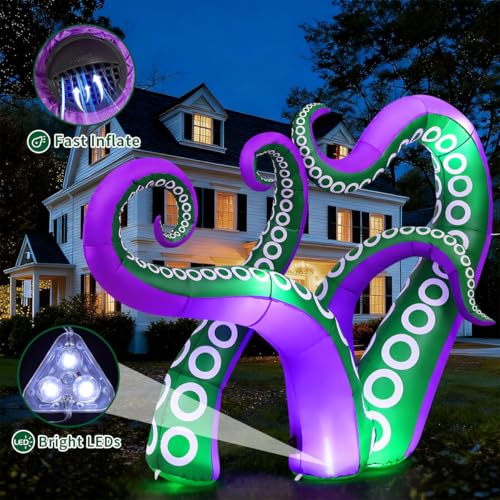 7.2 FT Inflatable Octopus Holiday Yard Decoration with LEDs for Outdoor Garden & Party