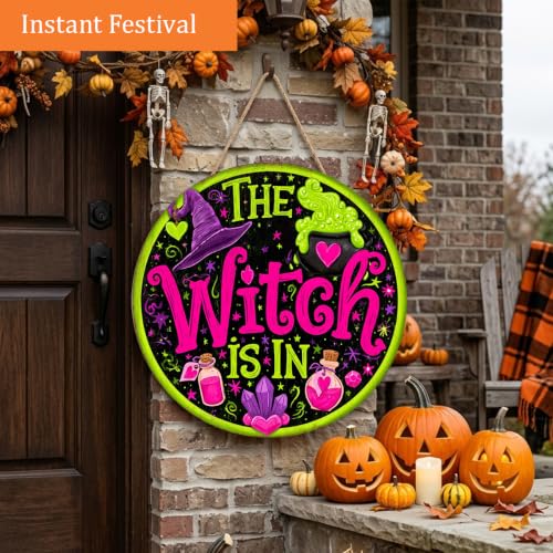 Witchy Halloween Wooden Sign for Home - The Witch Is In Sign - Variation: Witchy