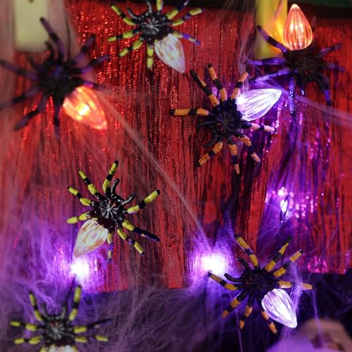 Halloween Spider String Lights 10FT 15 LED Waterproof Fairy Lights with Remote