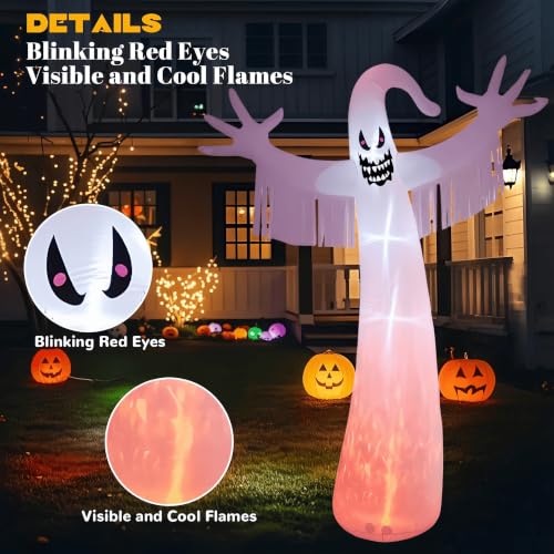 12 FT Giant Halloween Inflatable Ghost with LED Lights for Yard Decorations