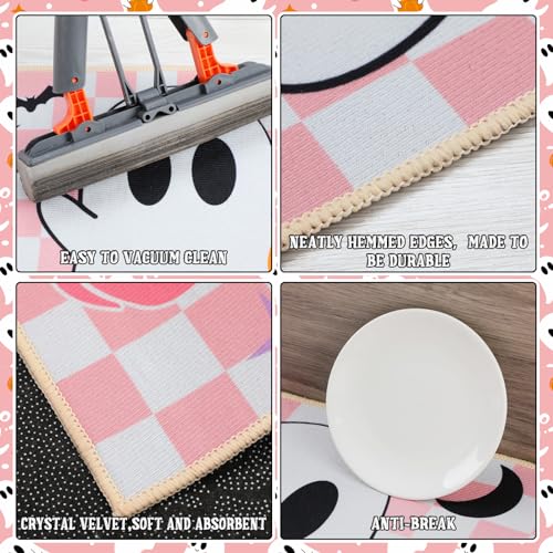 Halloween Ghost Kitchen Mat Set Pink Non Slip Rugs - Ghost / Pink Variation
