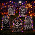 Outdoor Halloween Tombstone Decorations Set - 10 Large Graveyard Headstones for Yard and Lawn Display