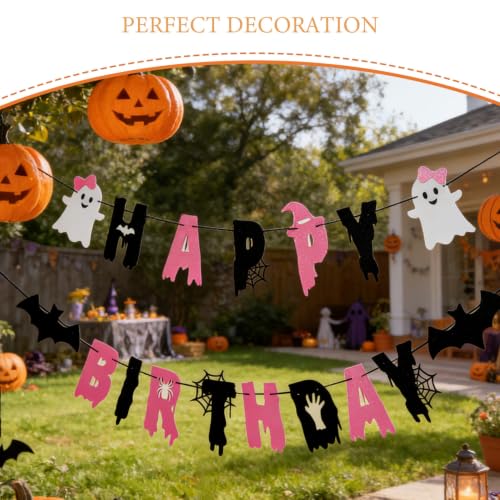 Halloween Ghost Banner Flag for Birthday Party Decorations - 6.83x1 Inches