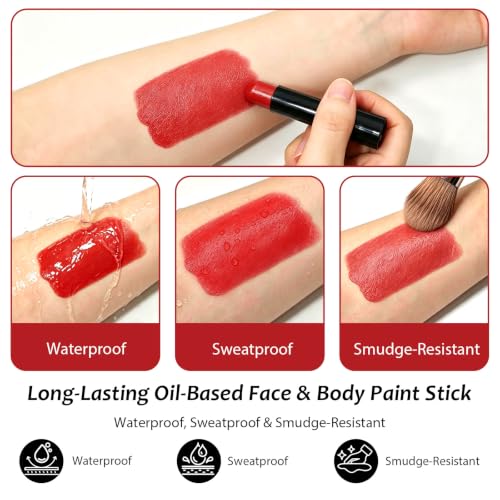 Red Face & Body Paint Sticks - 3-Pack for Halloween Cosplay & Sports