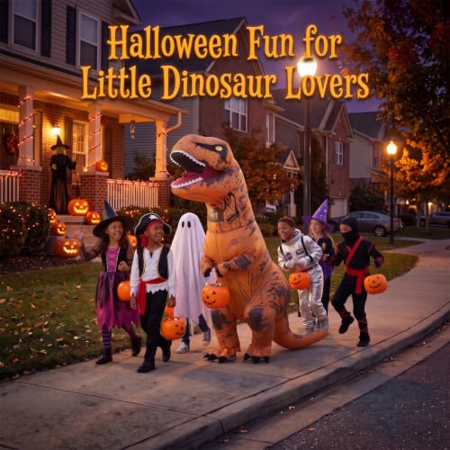 Inflatable Dinosaur Decoration - Brown T-Rex Halloween Blow Up with Fast Inflation - Variation