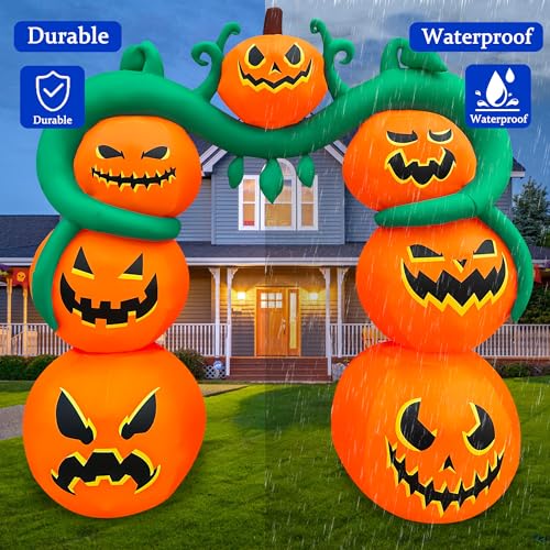 9FT Halloween Inflatable Pumpkin Archway Outdoor Decoration with LED Lights