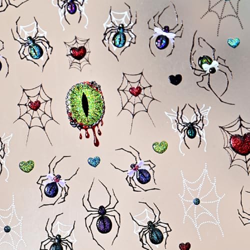 Halloween Spider Nail Stickers - 5D Embossed Spider Web Decals for Nails - Variation Spider-14