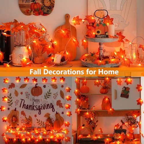 6 Pack Fall Garland with 120 LED Lights Battery Operated Autumn Decor