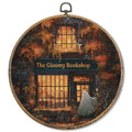 Halloween Ghost Wall Art Decor for Bookstore - 10x10 Inch Round Canvas Print - Spooky Library Wall Hanging