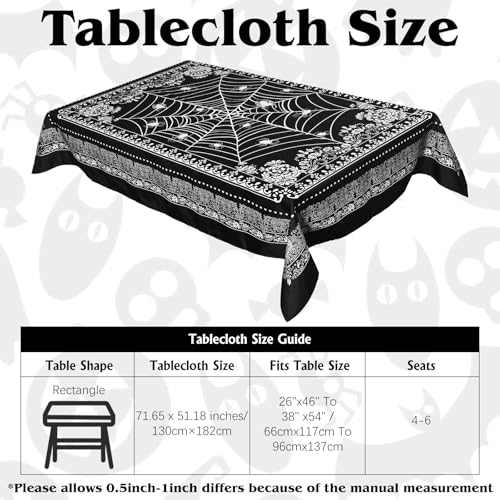 Halloween Gothic Table Cloth 51x72 Inches Spider Web Victorian Black