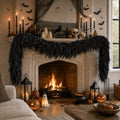 Black Halloween Mantle Garland Decor Gothic Spooky 6Ft Fireplace Indoor Home Fall