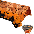 Halloween Tablecloth Set - Classic Spooky Haunted House & Ghosts Design, Waterproof 54x73 Inches, 3 Pack