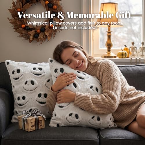 Halloween Throw Pillow Covers 18x18 Inch Night Before Christmas Decor Set