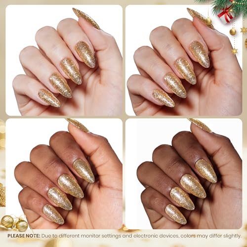 Beetles Gold Gel Nail Polish - 15ML Starlit Gold Reflective Glitter - Blue Variation