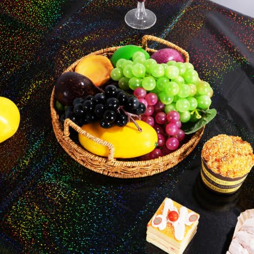 Black Iridescent Plastic Tablecloths - 6 Pack, 54x108 Inch Rectangular Party Covers