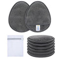 Reusable Makeup Remover Pads 6 Pack - Grey, Soft Microfiber Facial Cleansing Cloths with Travel Bag