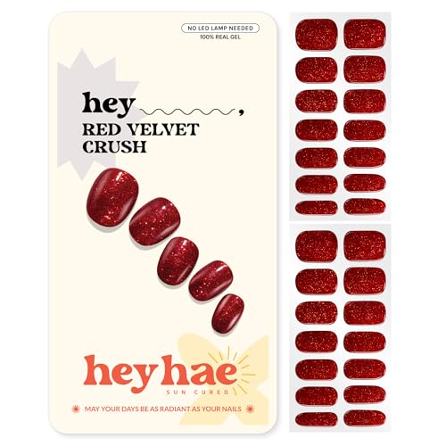 Semi Cured Gel Nail Strips - Heyhae Red Velvet Crush Variation