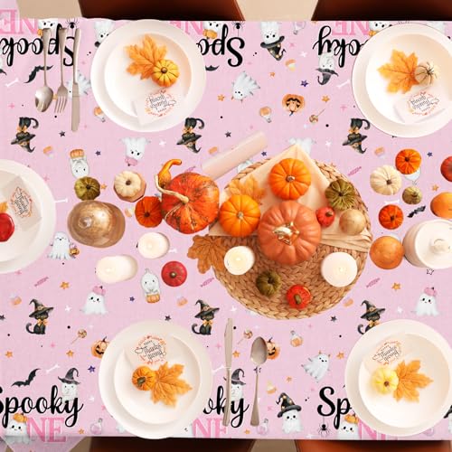 Pink Halloween First Birthday Tablecloth Set - Spooky One Decorations for Girl