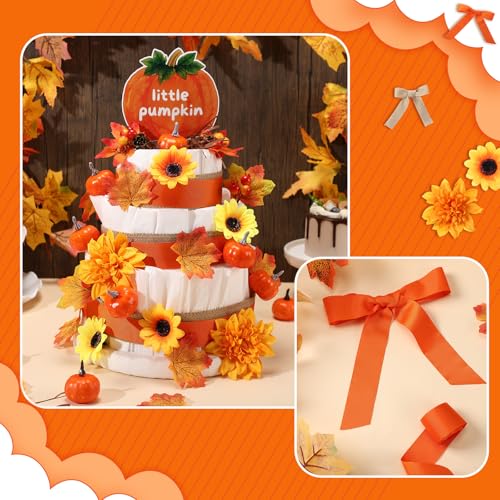 Baby Shower Fall Diaper Cake Kit with Pumpkin & Autumn Decorations