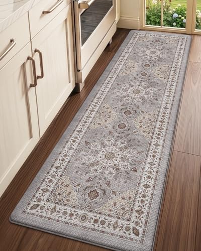 LUMI Cushioned Anti-Fatigue Kitchen Floor Mat 87 Inch Grey & Taupe