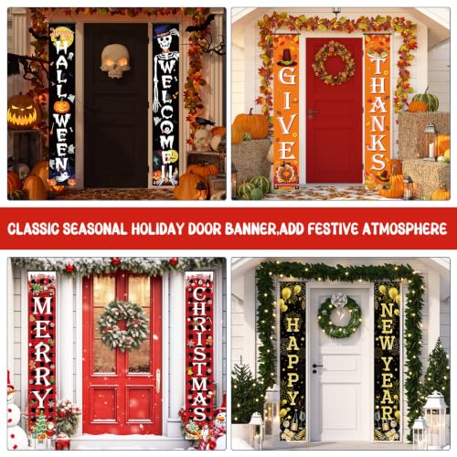 Preboun 12 Pairs Seasonal Door Banner Decorations Set for Fall & Thanksgiving - Variation of THIS listing