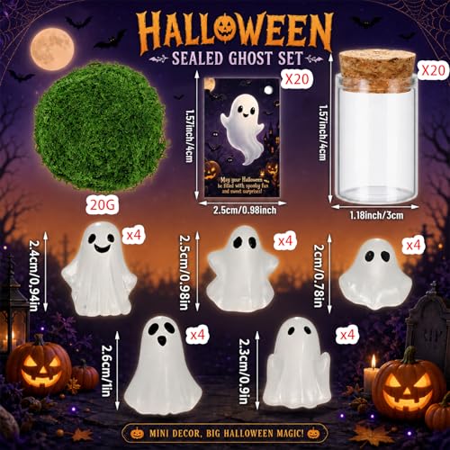 Halloween Ghost Wish Bottle Kit with Glow in The Dark Mini Ghosts & Decorations - 20 Pieces