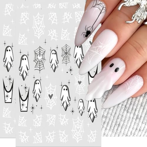 Halloween Nail Stickers Self-Adhesive Ghost Pumpkin Spider Web Flame Decor Style08