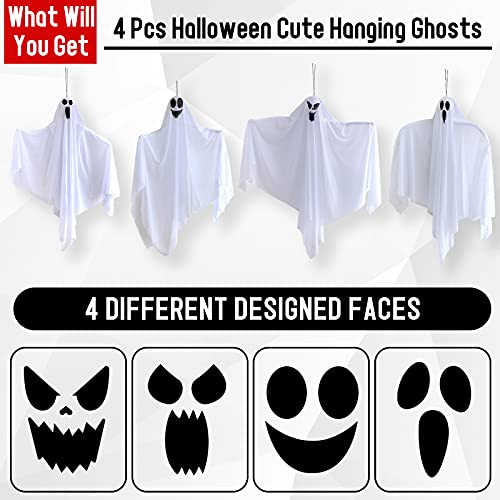 28-Inch Halloween Hanging Ghost Decorations - Set of 4 Outdoor Ghosts