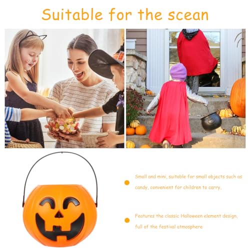 Halloween Pumpkin Buckets Pack of 2 - Trick or Treat Candy Holders for Kids