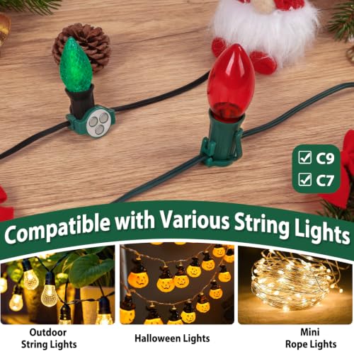Magnetic Christmas Light Clips 50 Pack for C7 C9 Bulbs - Green, Outdoor Roof Hooks - Variation 3r-Green