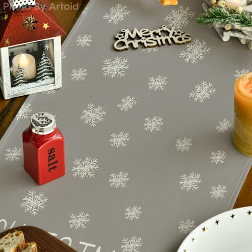Christmas Tree Snowflake Table Runner - Green, 13 x 72 Inch Holiday Decor