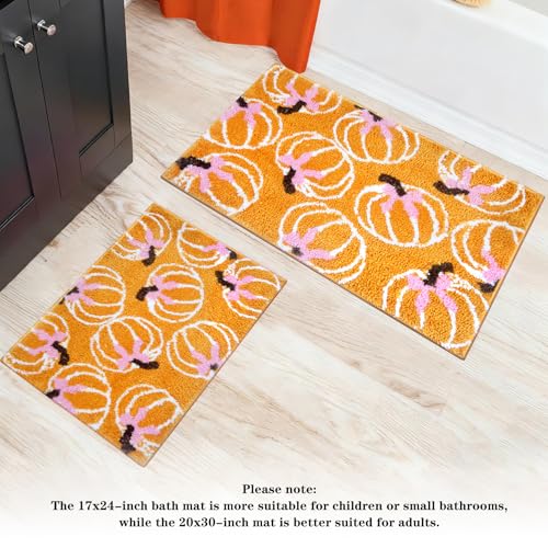 Pumpkin Bathroom Rug Non-Slip Door Mat 17x24 Inch Fall Orange Decor - Pumpkin Variation