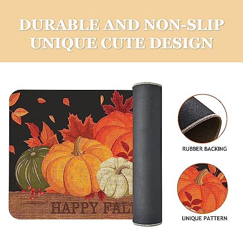 Autumn Welcome Door Mat - Fall Pumpkin Design, 30x17 Inch, Non Slip, Indoor Outdoor