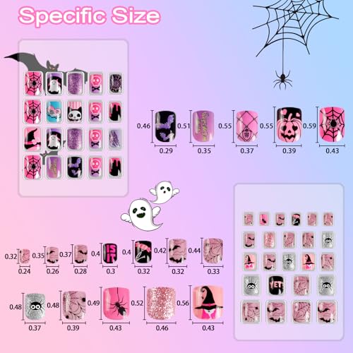 Kids Halloween Press-On Nails with Pre-Glue - Quirky Magic House Variation