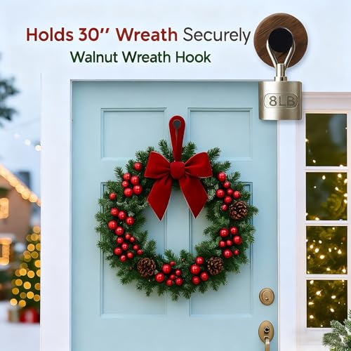 3 Pack Wreath Hangers for Front Door Glass & Smooth Surfaces - Holiday & Seasonal Decor Hooks