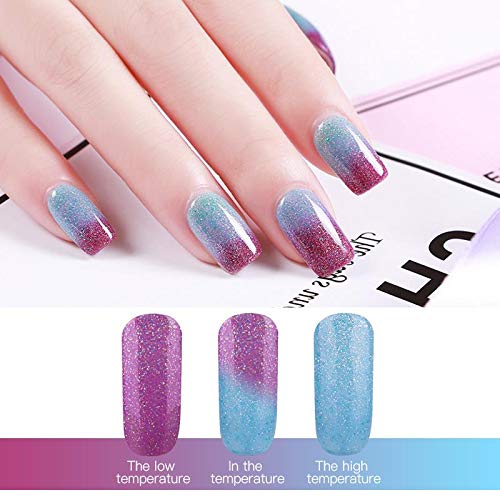 Color Changing Gel Nail Polish Set - 8 Colors UV LED Soak Off, Temperature Reactive, Model 003
