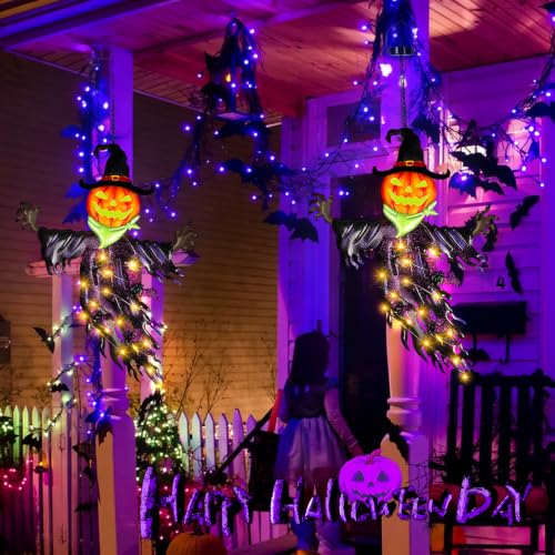 Halloween Pumpkin Solar Hanging Decor - Orange, Outdoor Waterproof Lawn Light