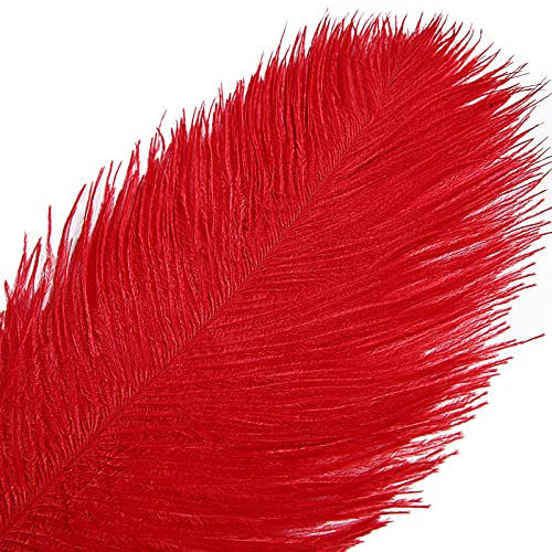 Red Ostrich Feathers 14-16 Inch Bulk 12 Pieces for Wedding Party Decor