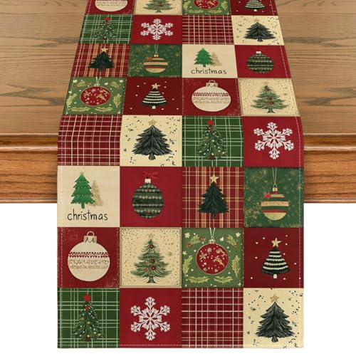 Christmas Tree Gift Table Runner 13x108 Inch Red Holiday Decor - Artoid Mode
