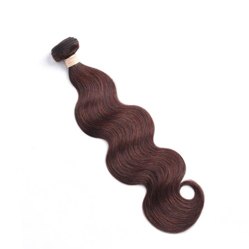 ALLRUN Brown Body Wave Bundle Human Hair 16 Inch Hair Weave Human Hair 1 Bundle 10A 100% Unprocessed Brazilian Remy Virgin Raw Hair Extensions 4# Color Reddish Brown