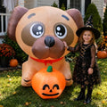 5ft Halloween Inflatable Dog Decor with Pumpkin & LED Lights