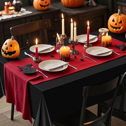 Black Plastic Tablecloths Set - 6 Pcs 54x72 Inch Rectangle for Parties & Events - Variation: Black / 6 Pcs-Rectangle