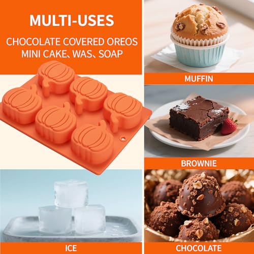 Silicone Pumpkin Molds 2 Pack - Halloween Thanksgiving Fall Baking & Soap Making