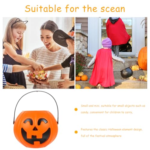 Halloween Pumpkin Candy Buckets Set of 2 - 6.69-Inch Plastic Trick-or-Treat Pails
