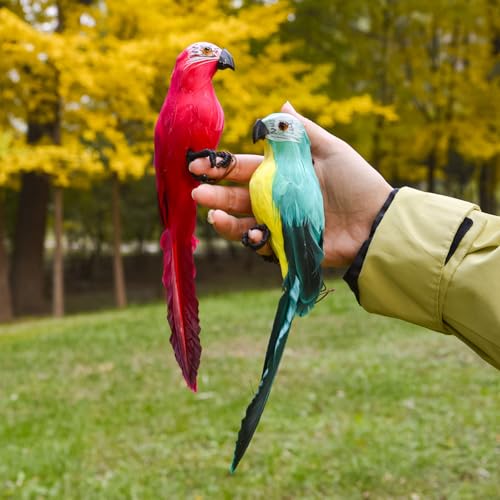 Artificial Parrot Bird Figurine Set - Realistic Tropical Macaw Decor & Party Prop
